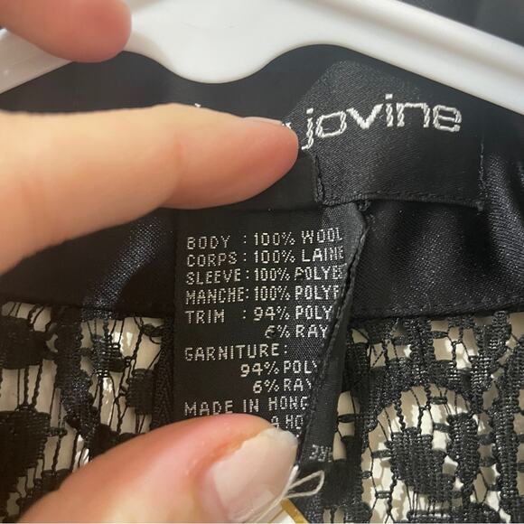 Andrea Jovine Black Lace Wool Collared Mini Dress Size Small - Picture 5 of 11